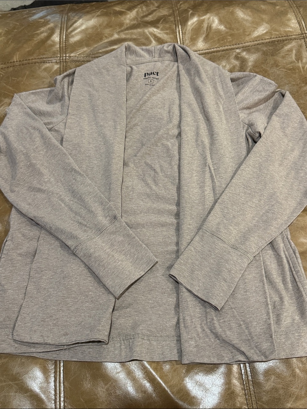 Pact Organic Women's Stucco Heather Luxe Essential Swing Cardigan Small New - Picture 2 of 7